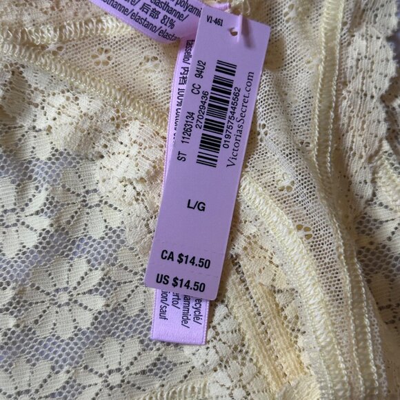 New Victoria's Secret Medium String Thong Medium Yellow Lace Flower Tanga - Picture 5 of 6
